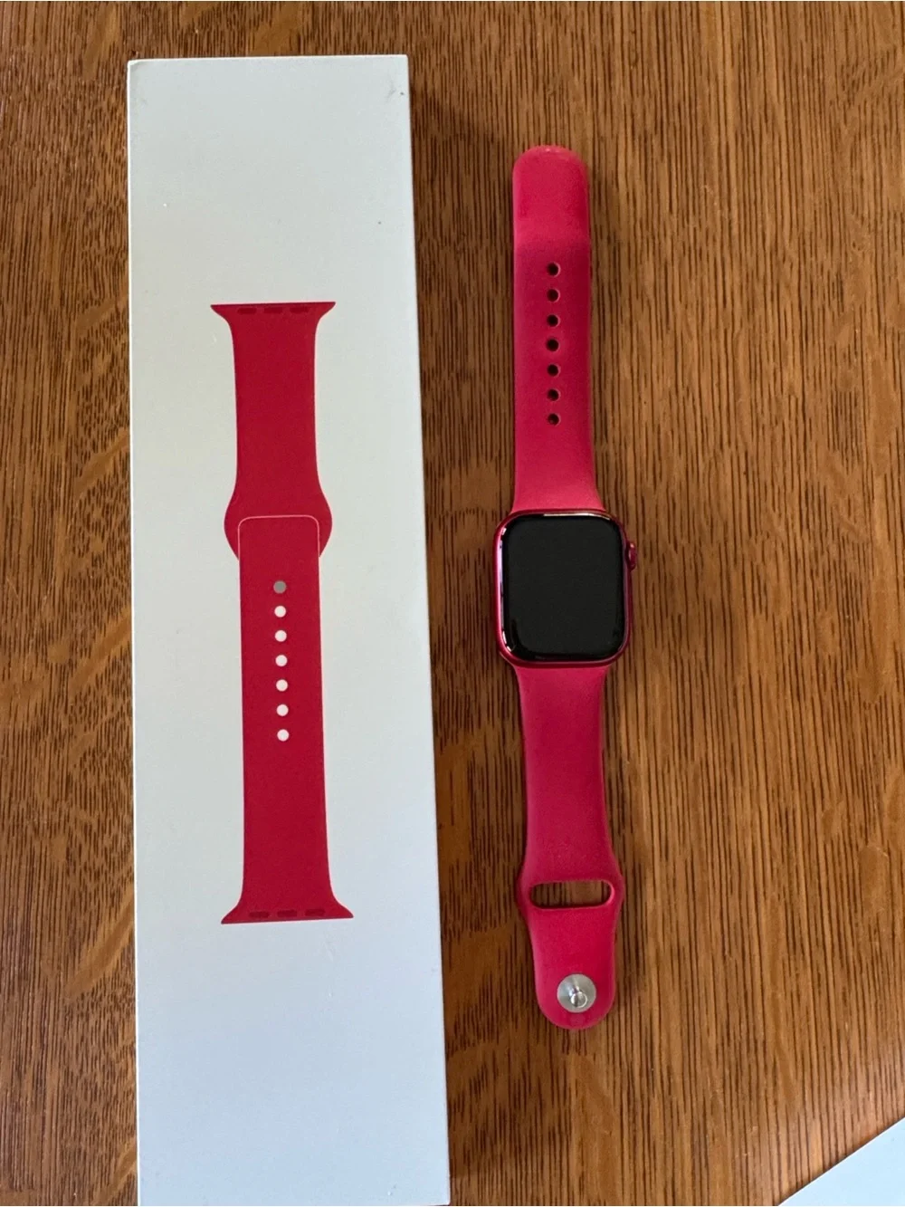Apple Watch Series 7 with Red Sport Band - GPS - 42mm case
